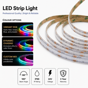 outdoor led strip lights / cob / 24v / 14w/m / colour changing / ip68 / 3 year warranty