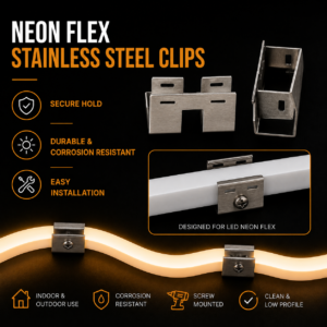 led neon flex mounting clips stainless steel