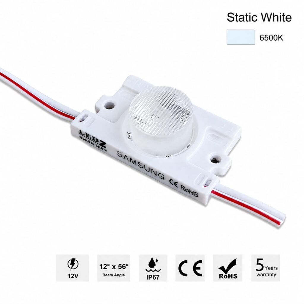 led module / edge lit / 12°×56° / 1.4w / 12v / 6500k white / 5 year warranty
