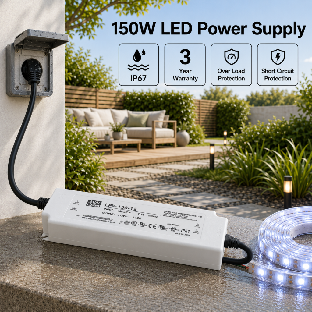 led power supply 150watt – 12v meanwell ip67