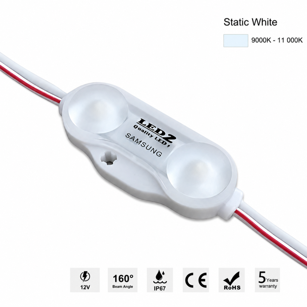 led module – 2 chip / 160° / 1.0w / 12v / 9000k – 11 000k / ice white / 5 year warranty
