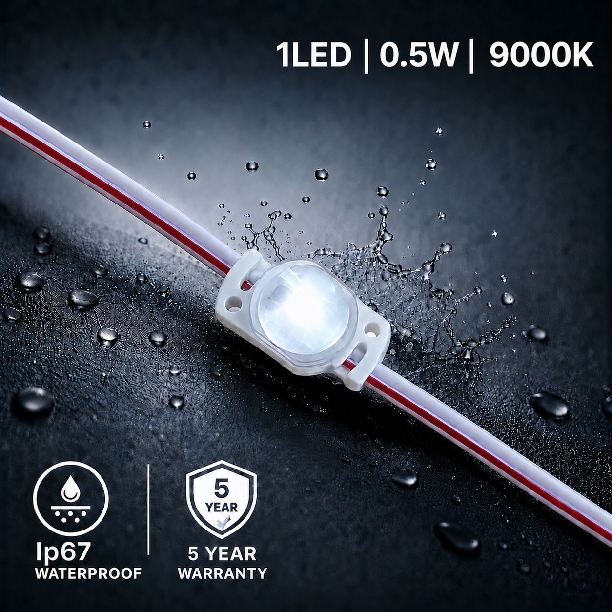led module 1 chip / 160° / 0.5w / 12v / 9000k 11 000k / ice white / 5 year warranty