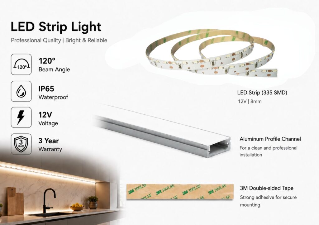 led strip lights / side view / 12v / 4.8w/m / ip22 / 2 year warranty