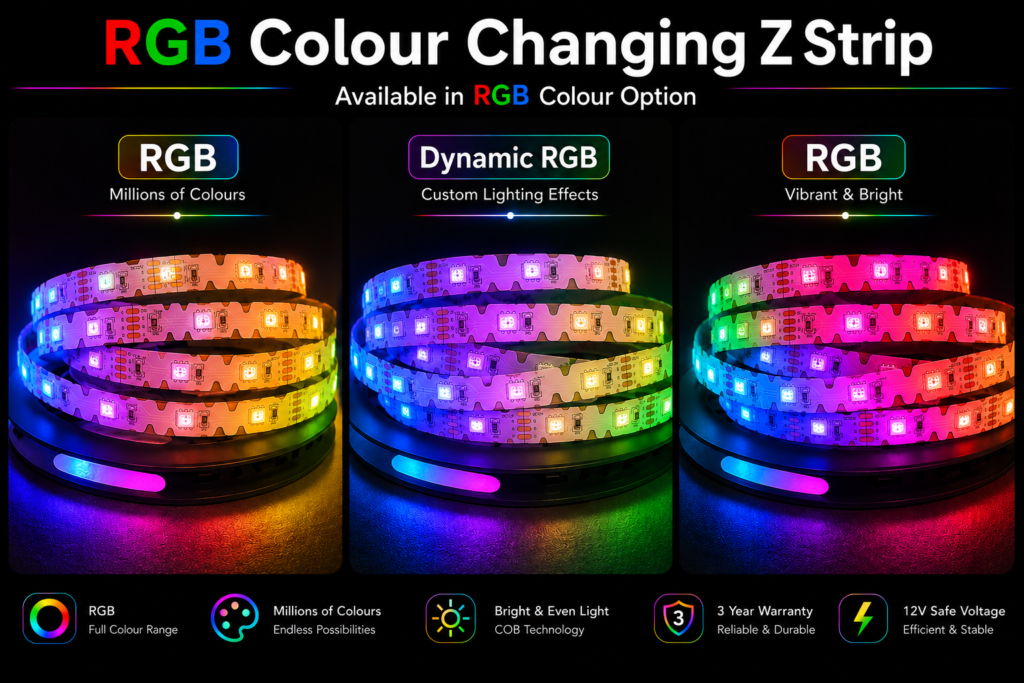 led strip lights / s strip / bendable / 12v / 6w/m / rgb colour changing / ip20 / 3 year warranty
