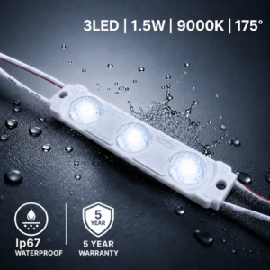 led module 3 chip / 175° / 1.5w / 12v / 9000k 11 000k / ice white / 5 year warranty