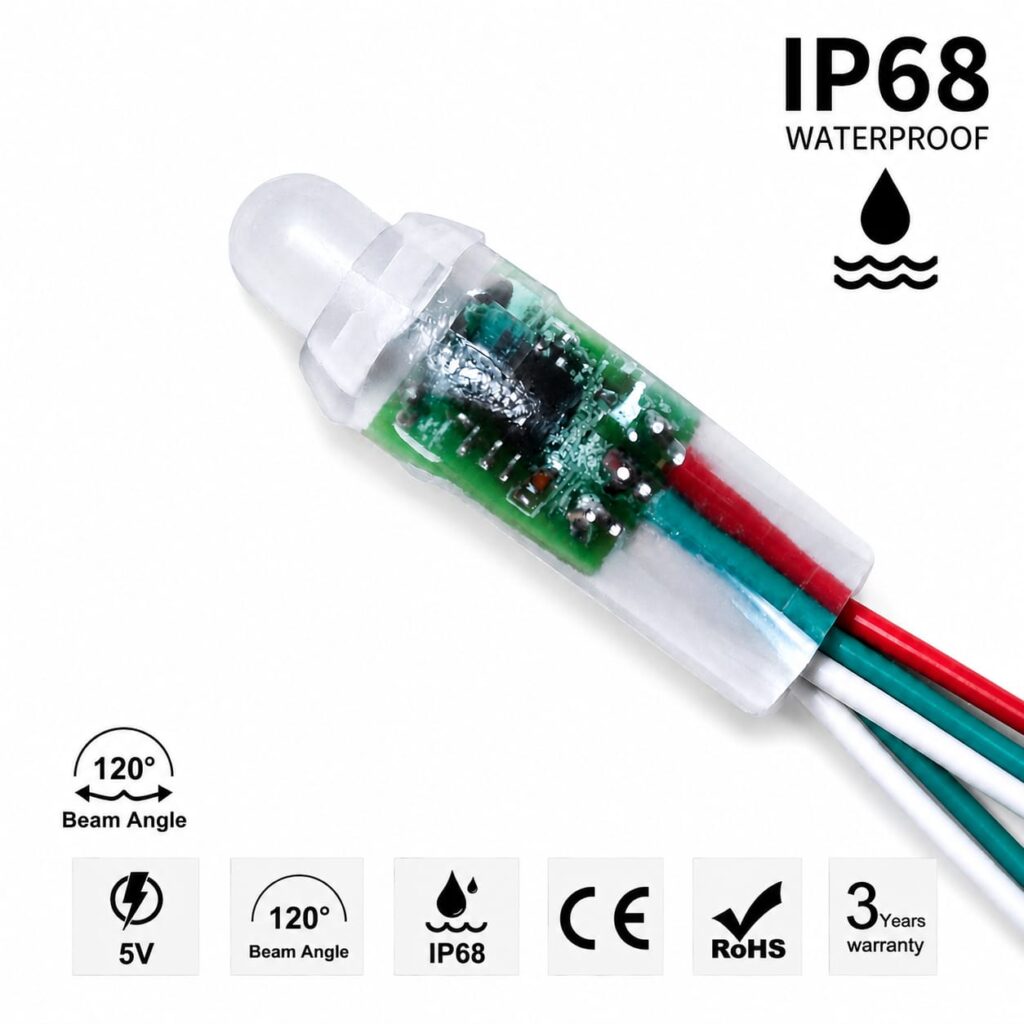 pixels 9mm / 120° / 0.15w / 5v / various colours / 3 year warranty