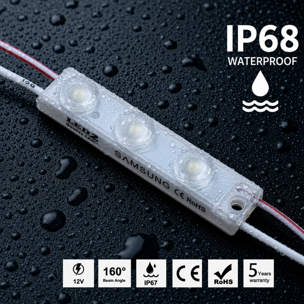 led module – 4 chip / 160° / 0.72w / 12v / 9000k – 11 000k / ice white / 5 year warranty