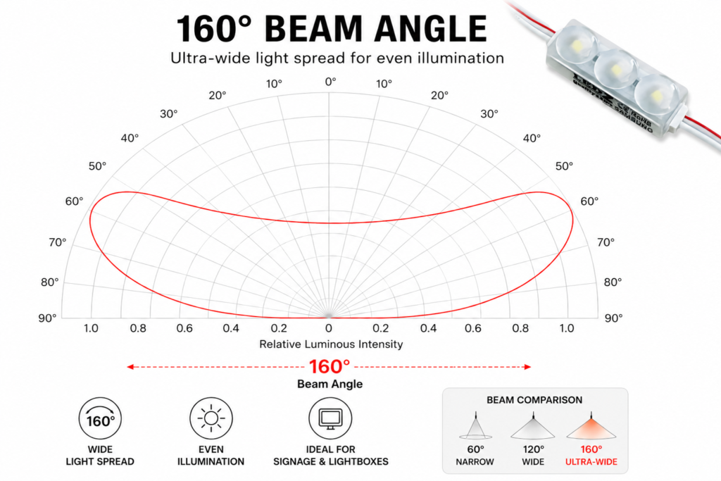 led module 3 chip / 160° / 0.48w / 12v / 9000k 11 000k / ice white / 5 year warranty