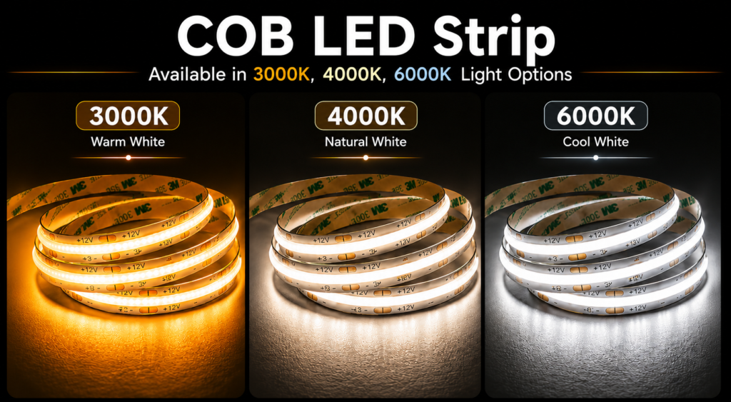 led strip lights / cob / 24v / 10w/m / 3000k / 4000k / 6000k / ip20 / 3 year warranty