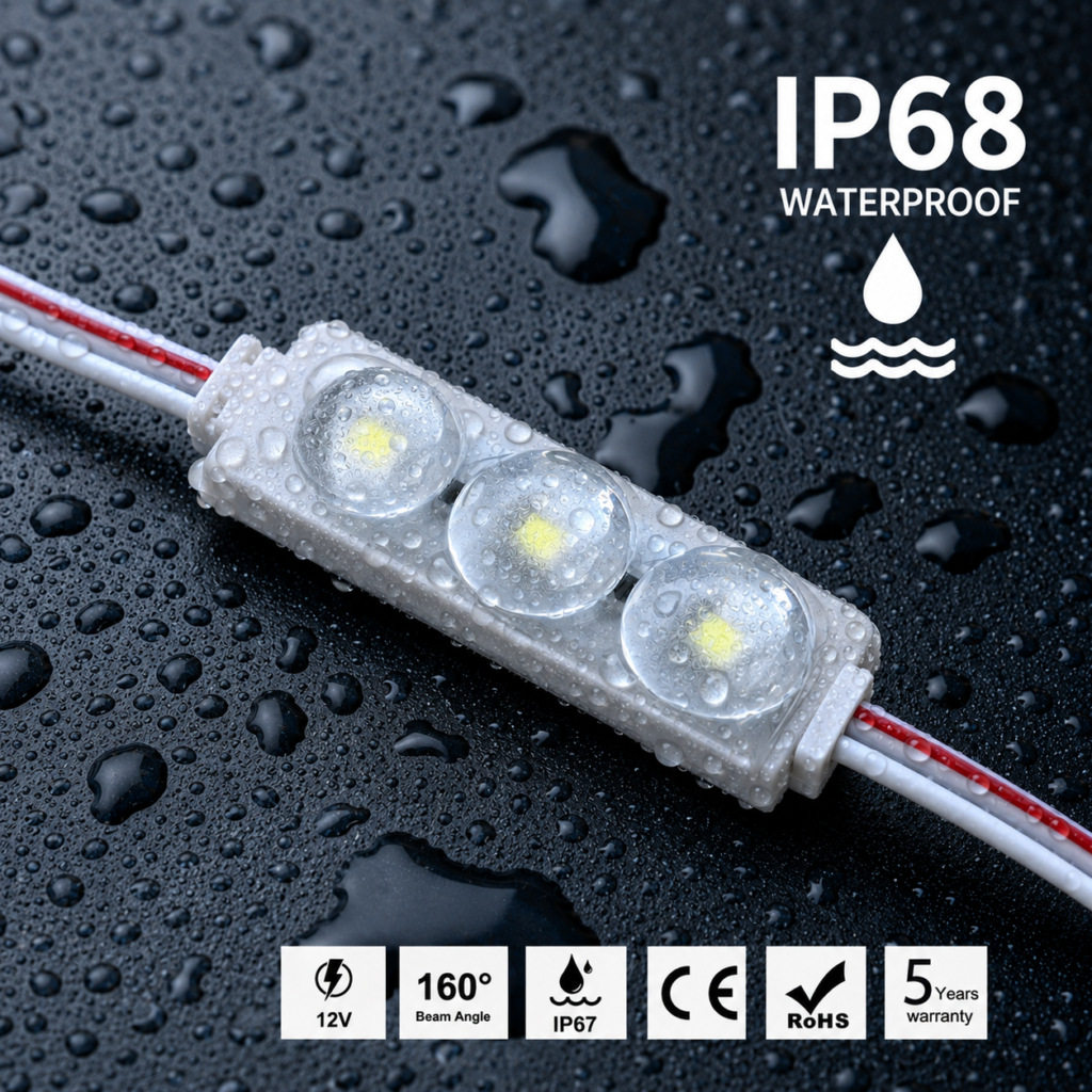 led module 3 chip / 160° / 0.48w / 12v / 9000k 11 000k / ice white / 5 year warranty
