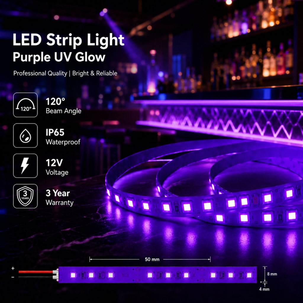 led strip lights / ultra violet / 12v / 12 w/m / ip65 / 3 year warranty