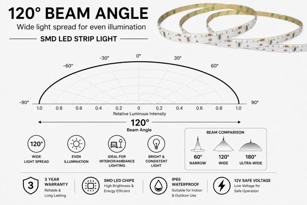 led strip lights / side view / 12v / 4.8w/m / ip22 / 2 year warranty