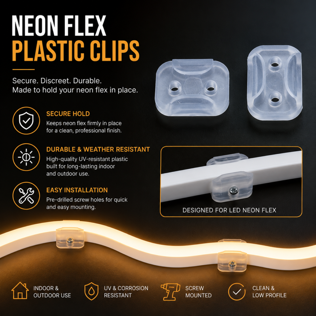 led neon flex mounting clips (plastic)