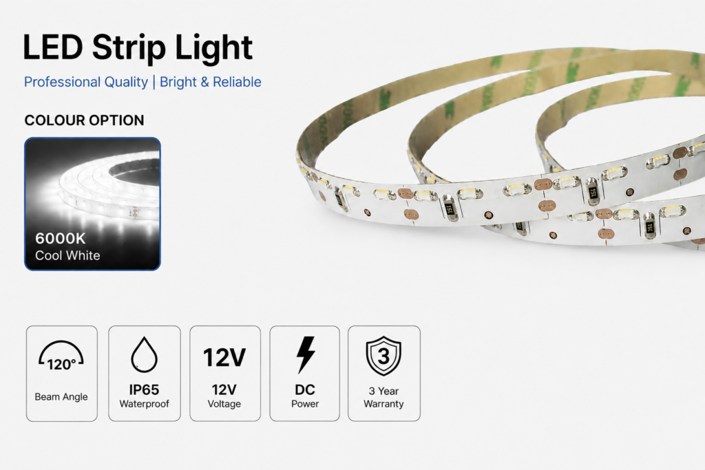 led strip lights / side view / 12v / 4.8w/m / ip22 / 2 year warranty