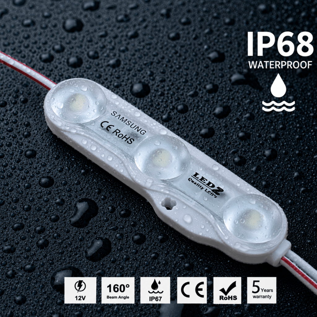 led module 3 chip / 160° / 1.5w / 12v / 9000k 11 000k / ice white / 5 year warranty