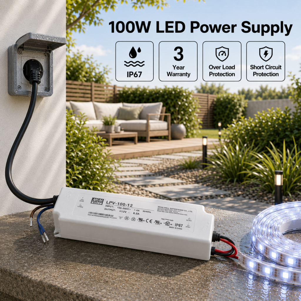 led power supply 100watt – 12v meanwell ip67
