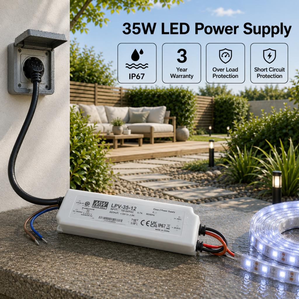 led power supply 35watt – 12v meanwell ip67