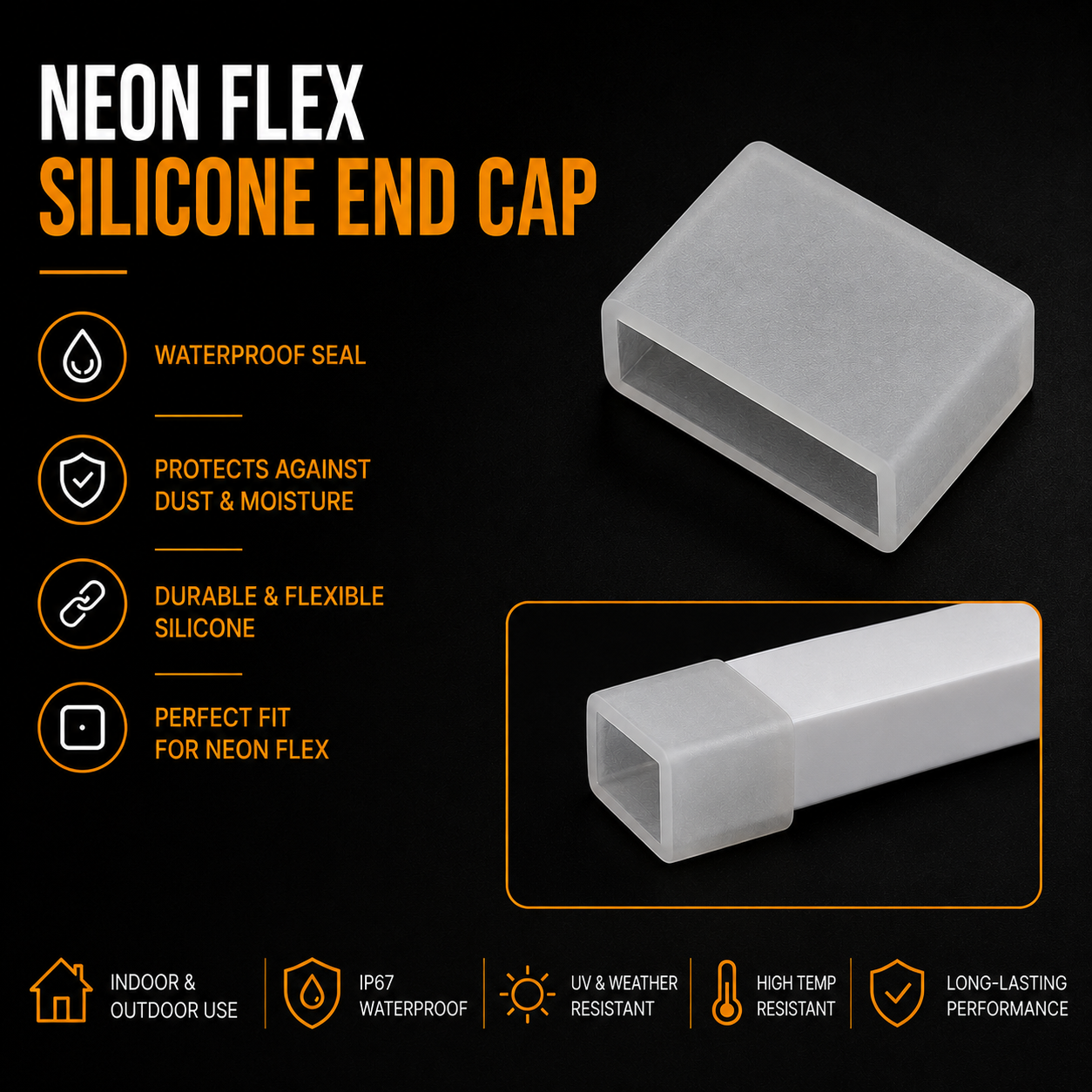 led neon flex silicone end caps