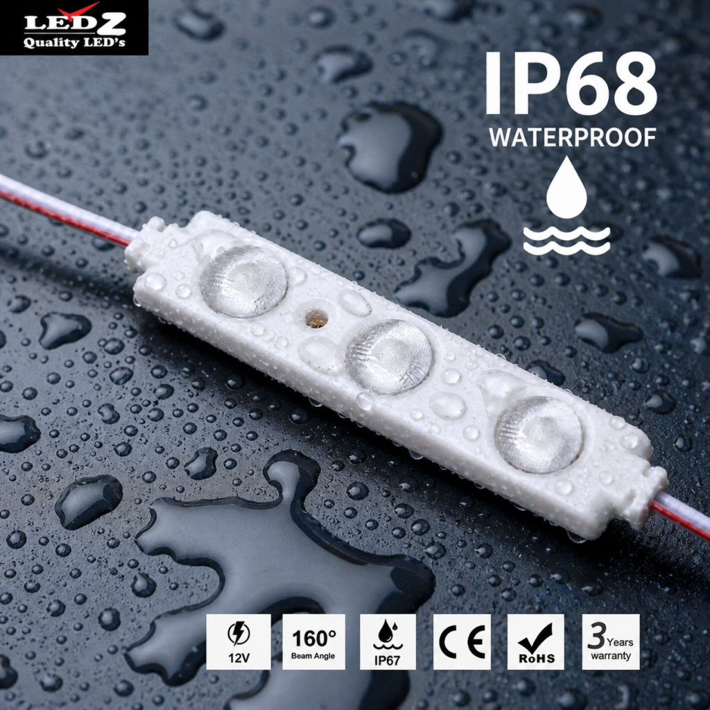 led module – 3 chip / 160° / 1w / 12v / 9000k – 11 000k / ice white / 3 year warranty