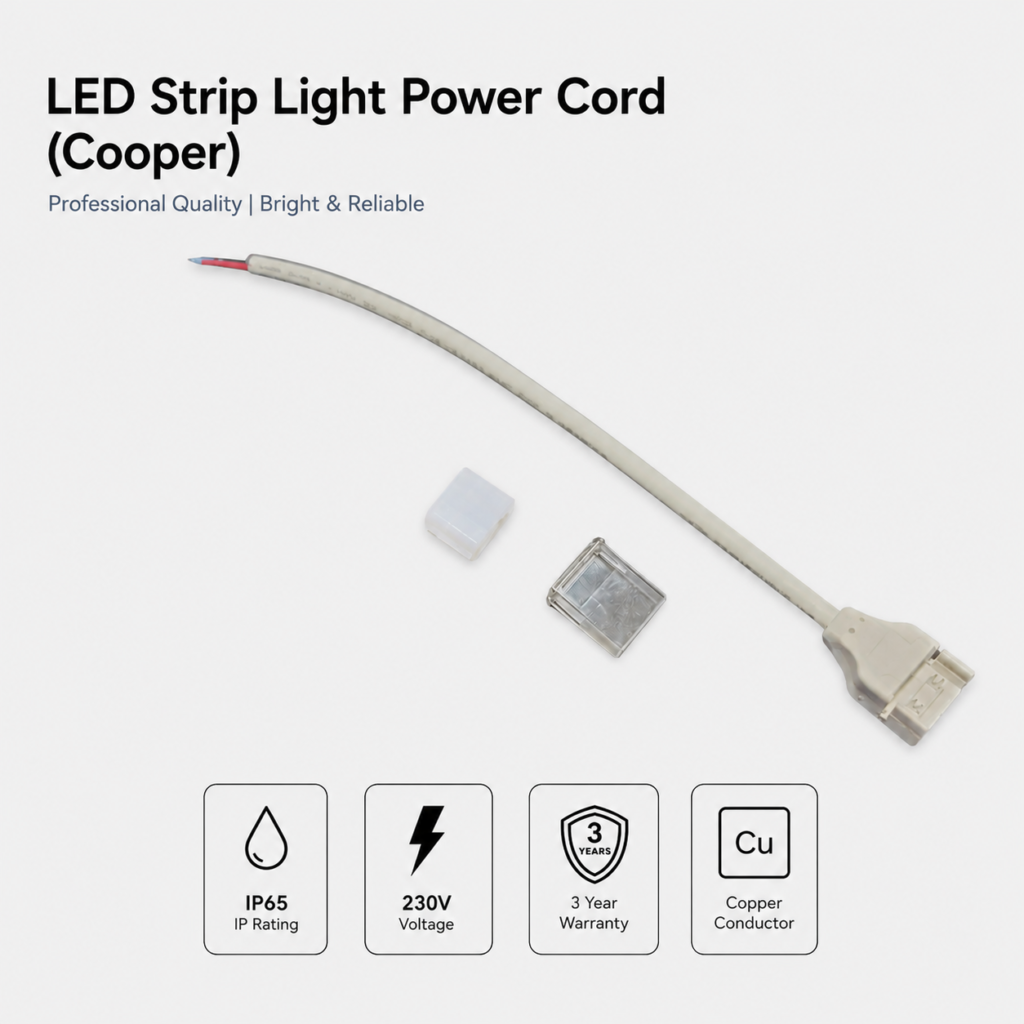 led strip light power plug (cooper)