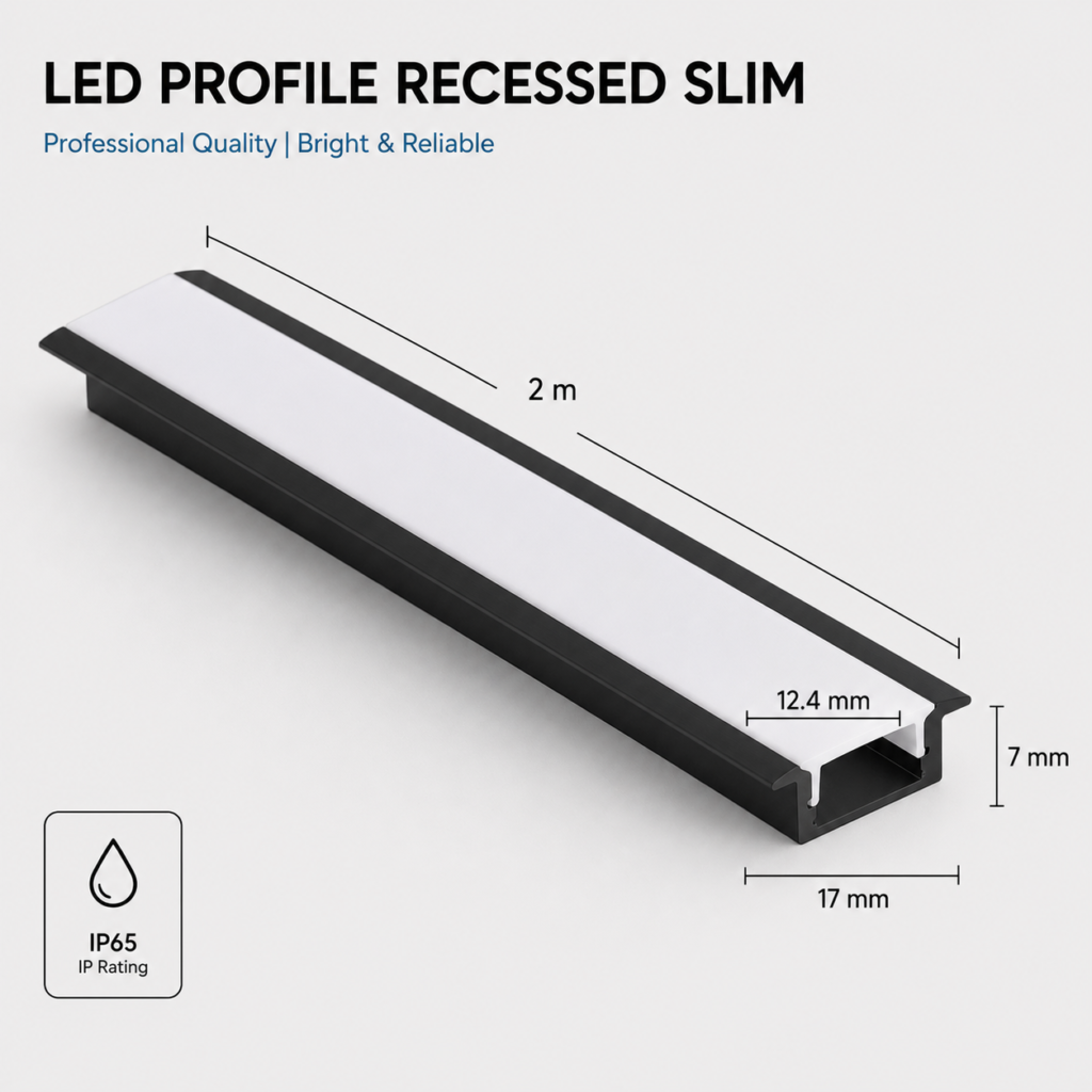 2m led profile black (surface)