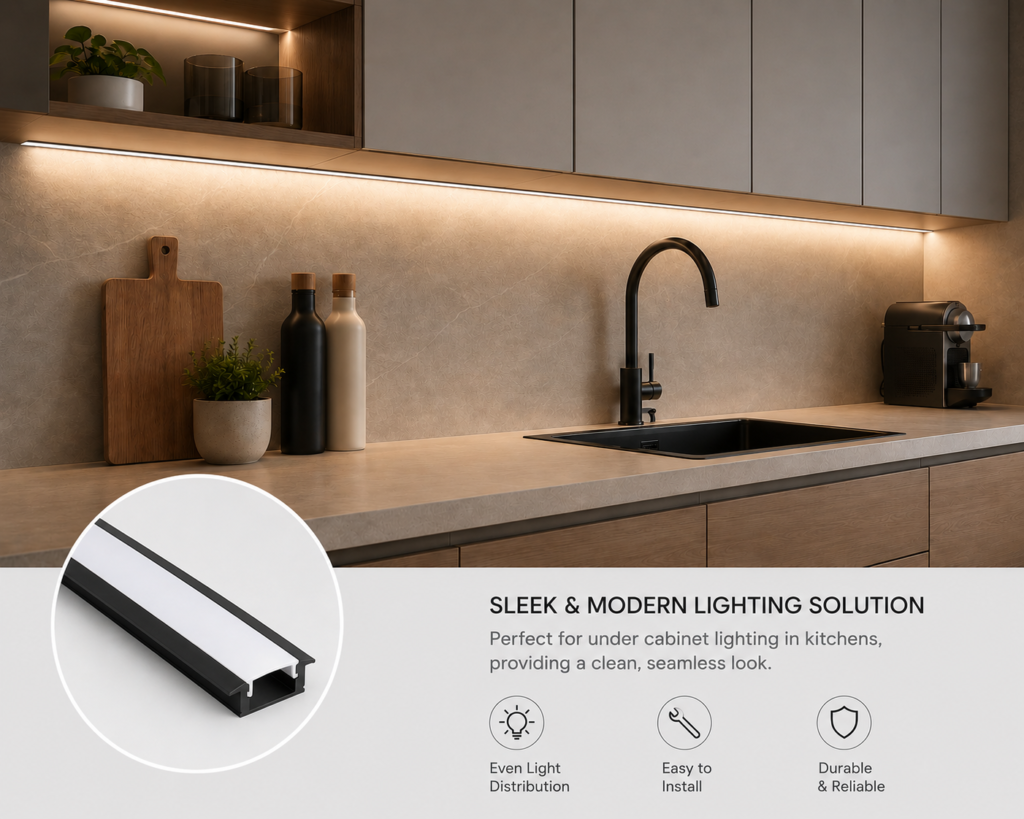 2m led profile black (surface)