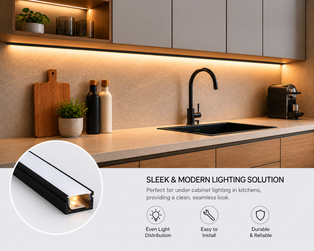 2m led profile black (surface)