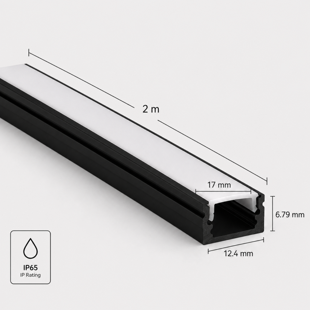 2m led profile black (surface)