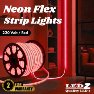 led neon flex / 220volt / 8w / 9mm x 16mm / various colours / 2 year warranty red