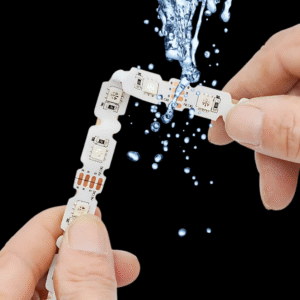 this is an image file showing water droplets on a waterproof Bendable LED strip light