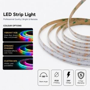 indoor led strip lights / cob / 24v / 14w/m / colour changing / ip22 / 5 year warranty