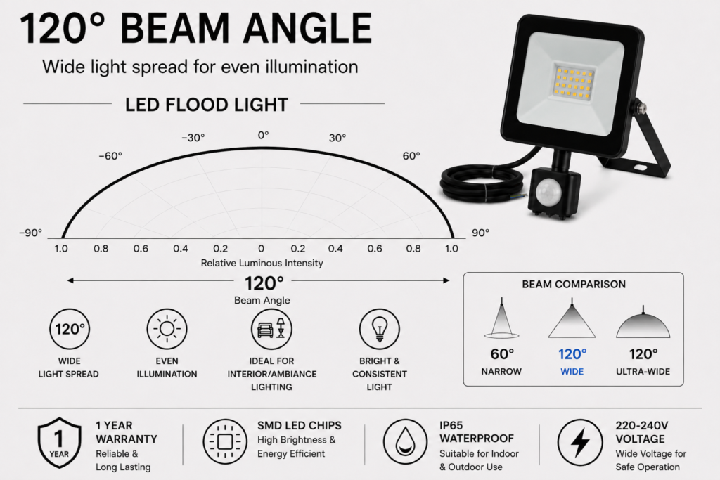 led flood light / 50w / motion sensor / 3800lm / 6500k / 1 year warranty