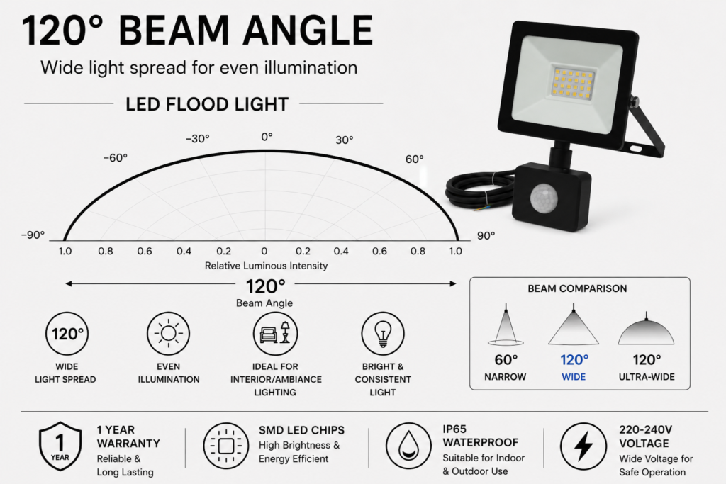 led flood light / 30w / motion sensor / 2300lm / 6500k / 1 year warranty