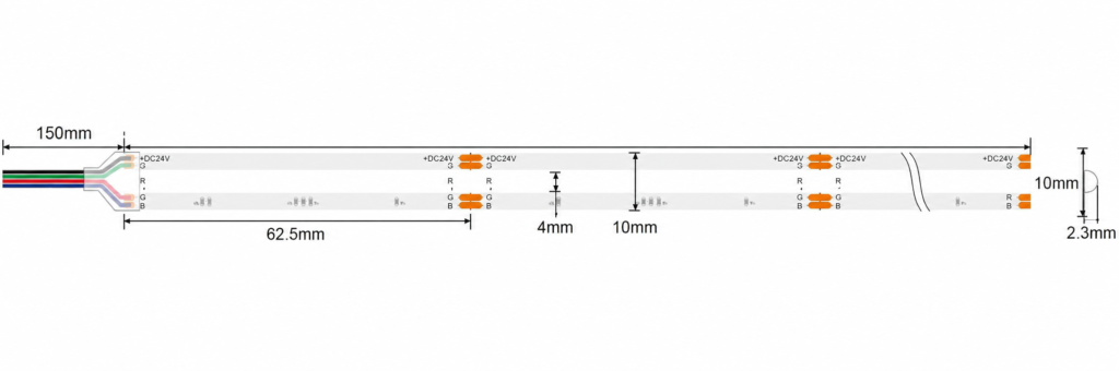 indoor led strip lights / cob / 24v / 14w/m / colour changing / ip22 / 5 year warranty