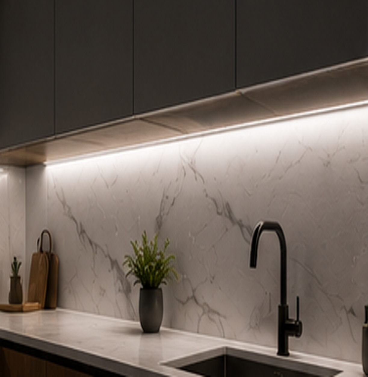 diy led strip light kit | indoor under counter, shelving & display lighting