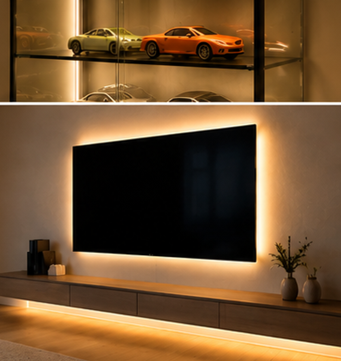 diy led strip light kit | indoor under counter, shelving & display lighting