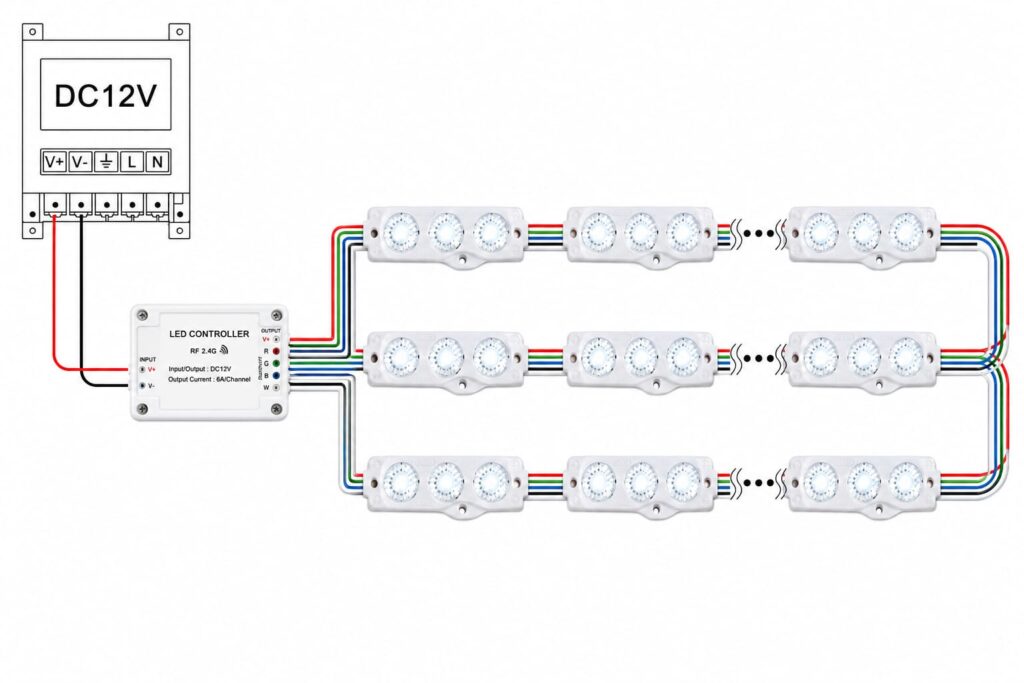 led module – 3 chip / 160° / 0.72w / 12v / rgbw / 3 year warranty