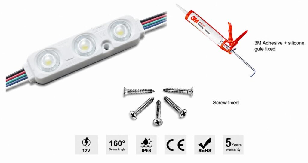 led module – 3 chip / 160° / 0.72w / 12v / rgbw / 3 year warranty