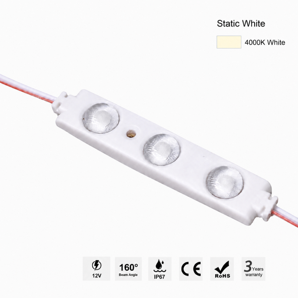 led module – 3 chip / 160° / 1.5w / 12v / 4000k / warm white / 3 year warranty