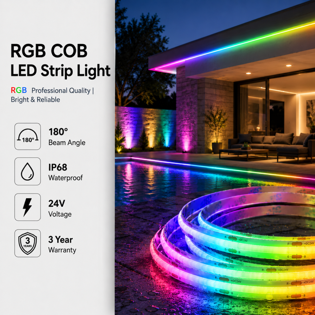 led cob strip light diy kits rgb / colour changing / waterproof decks, gardens, patios, pathways, pergolas, swimming pools