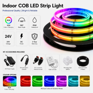led cob strip light diy kits rgb / colour changing / waterproof decks, gardens, patios, pathways, pergolas, swimming pools