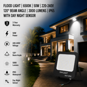 led flood light 50w prime day night range / 5000 lumens / area 250 m² / 6000k daylight / 120° angle