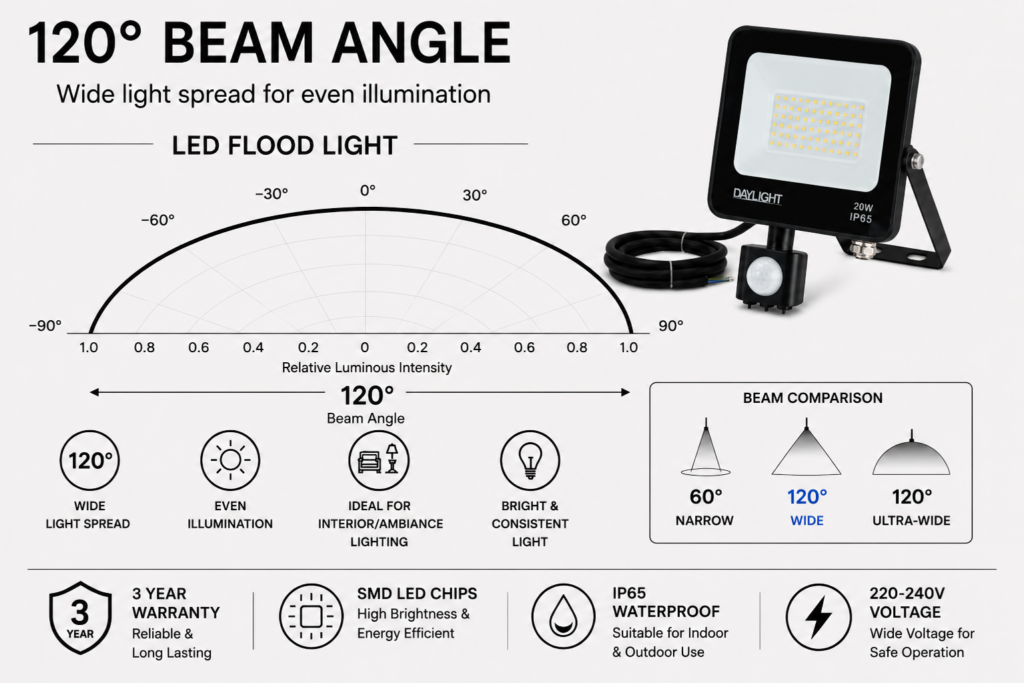 led flood light / 30w / motion sensor / 3300lm / 6500k / 3 year warranty