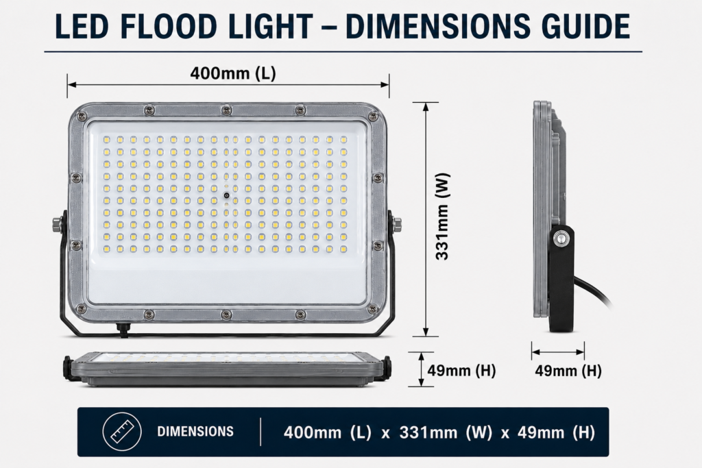 led flood light 300w premier coastal range / 33 000 lumens / area 500 m² / 6000k daylight / 120° angle
