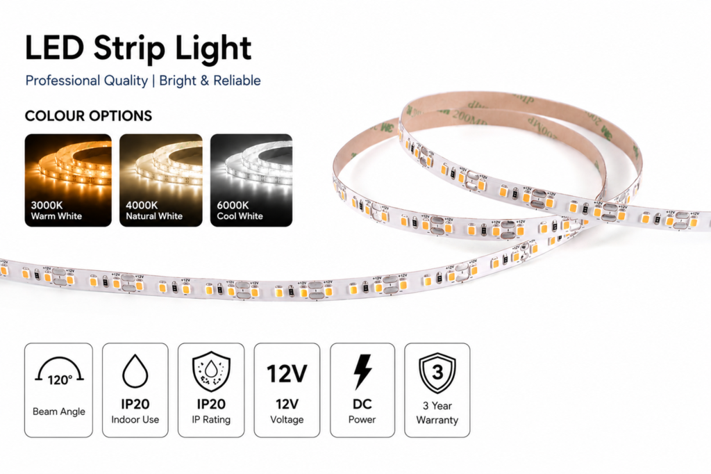 led strip lights / smd / 12v / 5.8w/m / 3000k / 4000k / 6000k / ip20 / 3 year warranty