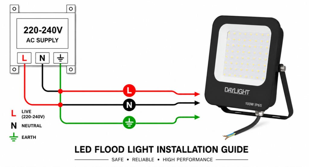 led flood light 100w prime day night range / 10 000 lumens / area 300 m² / 6000k daylight / 120° angle