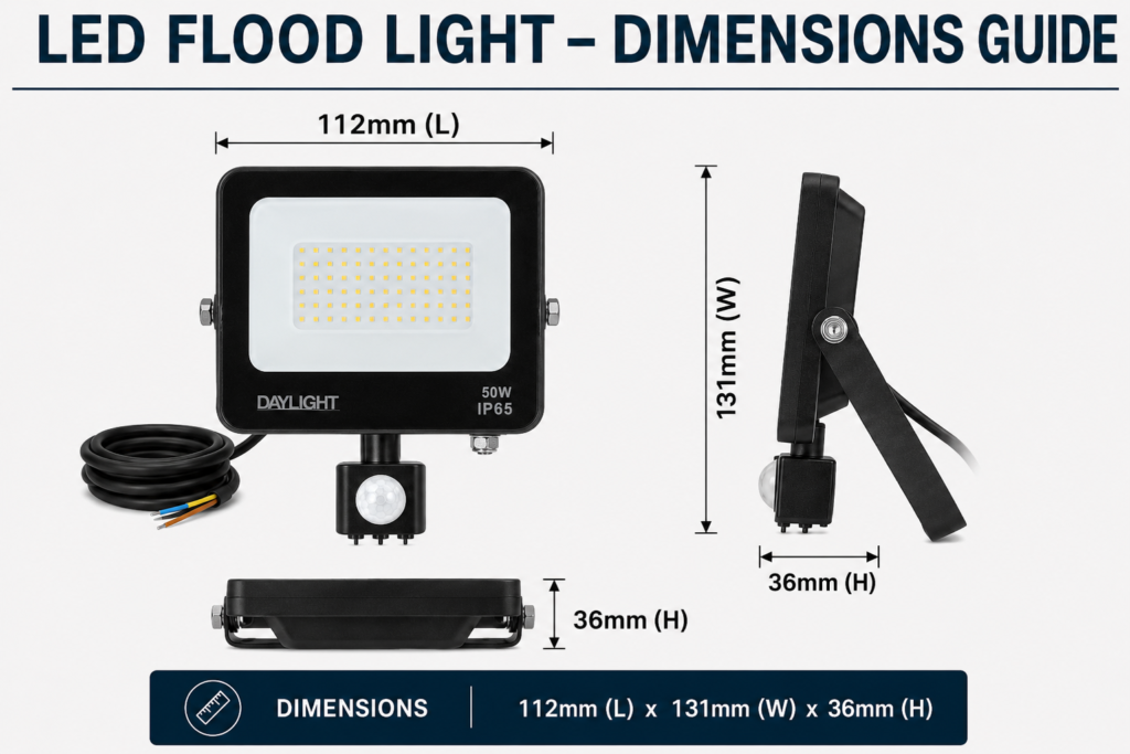 led flood light / 50w / motion sensor / 4400lm / 6500k / 3 year warranty