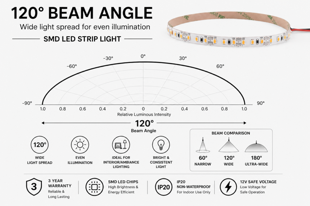 led strip lights / smd / 12v / 5.8w/m / 3000k / 4000k / 6000k / ip20 / 3 year warranty