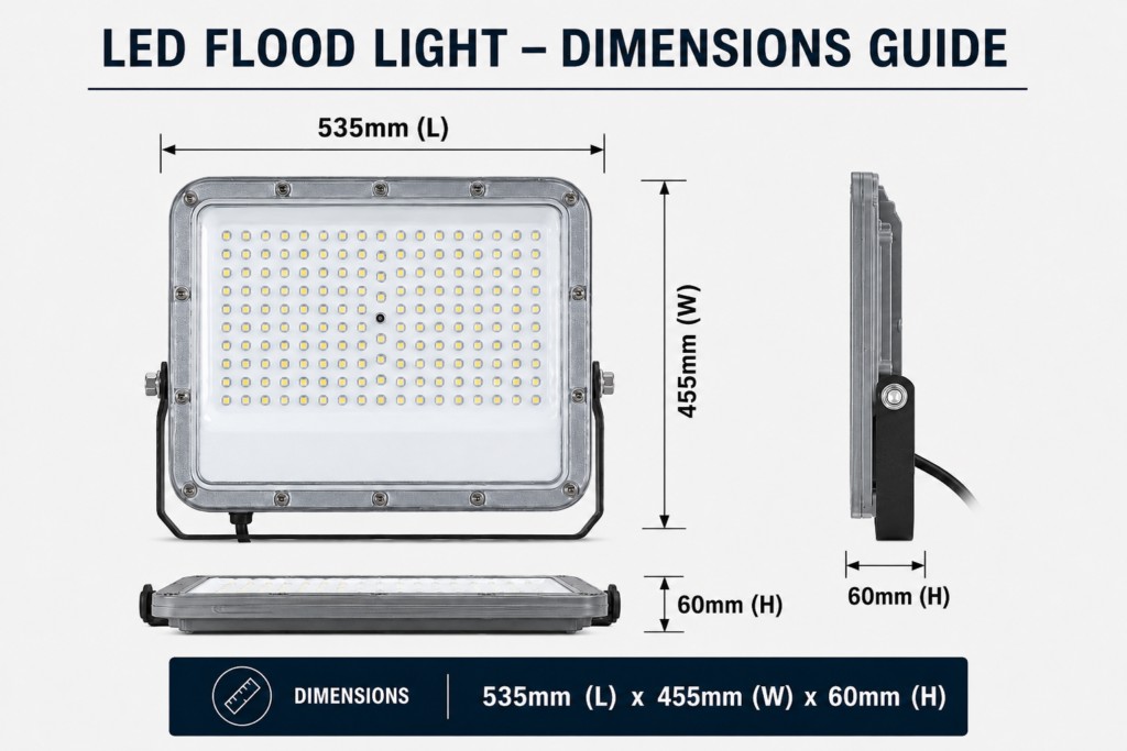 led flood light 500w premier coastal range / 55 000 lumens / area 500 m² / 6000k daylight / 120° angle