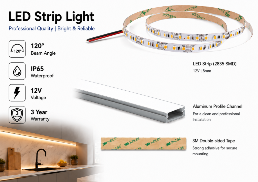 led strip lights / smd / 12v / 5.8w/m / 3000k / 4000k / 6000k / red / blue / green / ip65 / 3 year warranty
